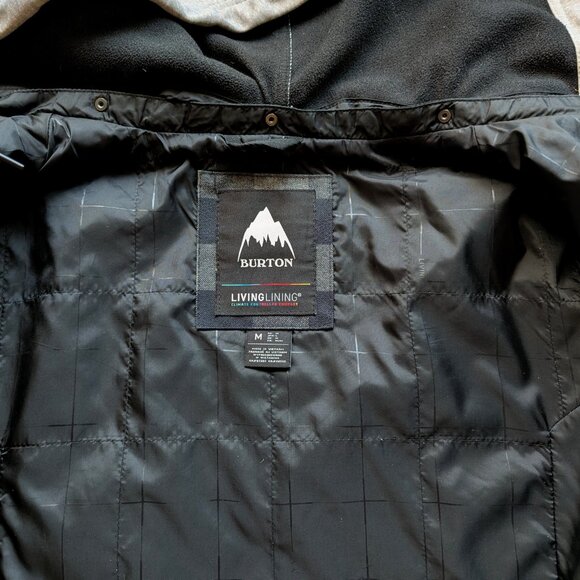 Men’s Burton Dunmore Snowboard Ski Hooded Jacket Black and Gray Plaid Size M - Picture 3 of 8